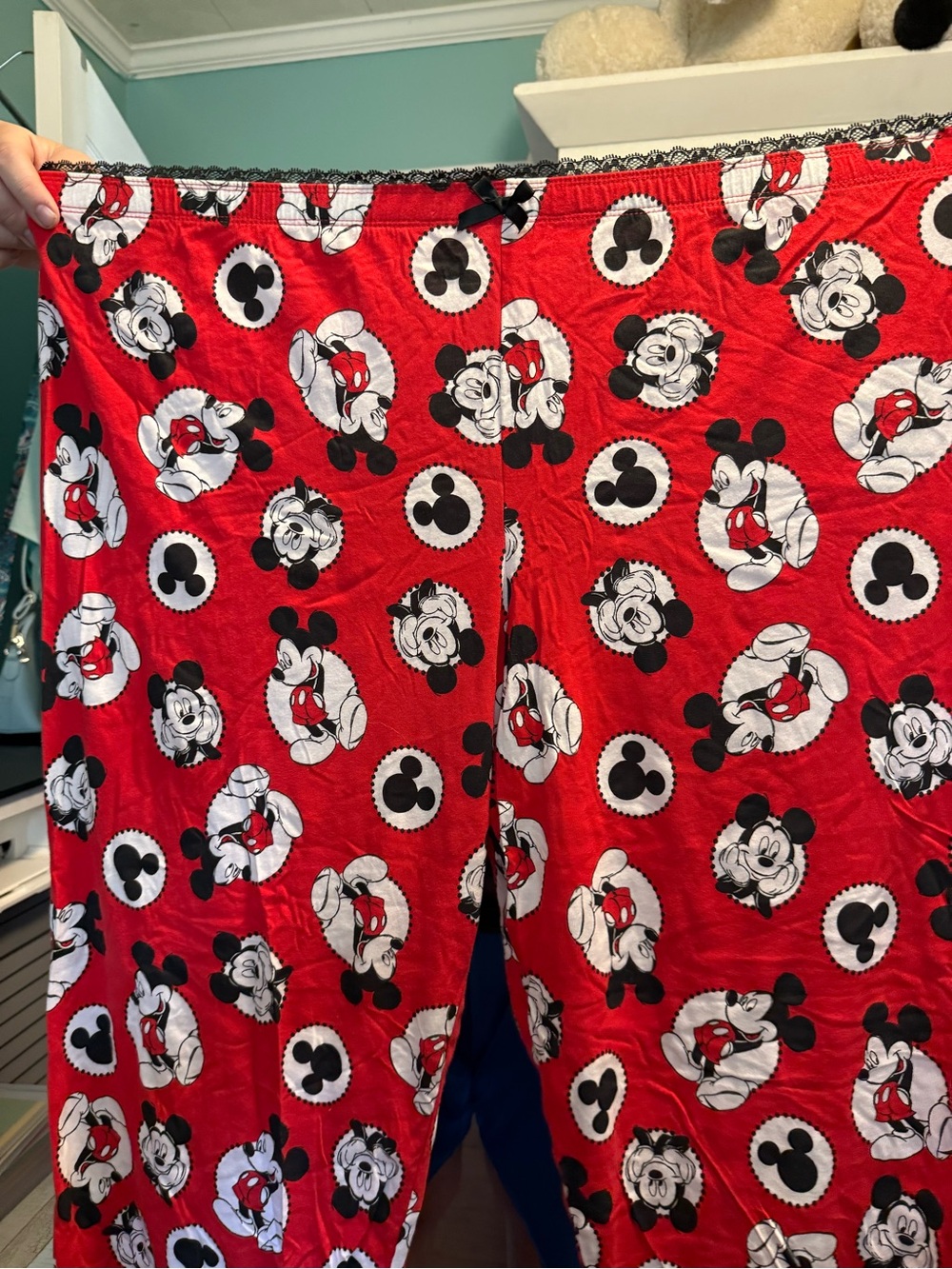 Ladies Red Mickey Mouse Pajama Pants - Unbranded